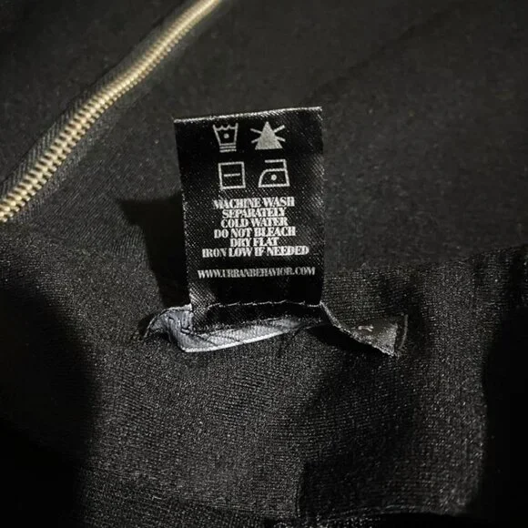 Urban Behavior Black Stretch Skirt Medium Back Zip Ribbed Side Panels Fitted - Picture 12 of 14